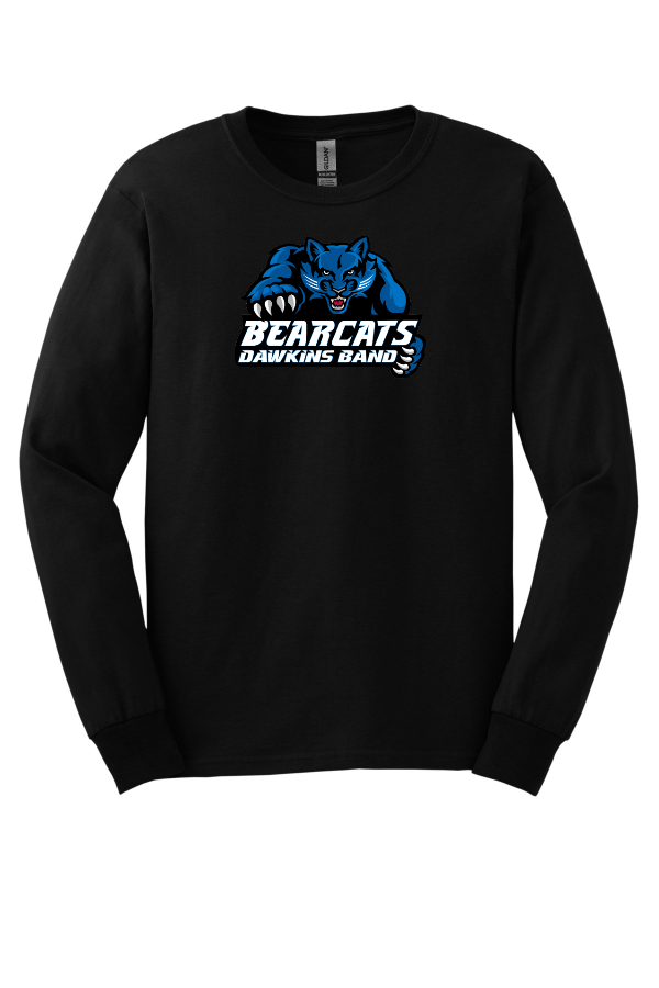 Gildan Ultra Cotton 100% US Cotton Long Sleeve T-Shirt printed full front for Dawkins Band