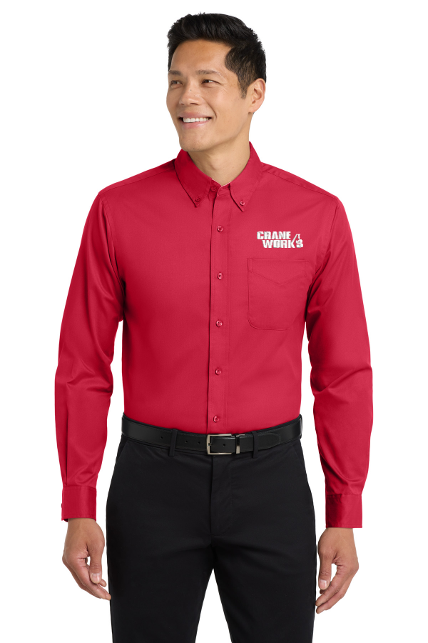 Port Authority Long Sleeve Easy Care Shirt embroidered in White