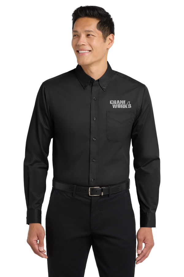Port Authority Long Sleeve Easy Care Shirt embroidered in Grey