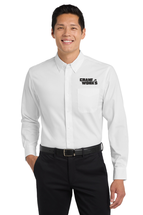 Port Authority Long Sleeve Easy Care Shirt embroidered in Black