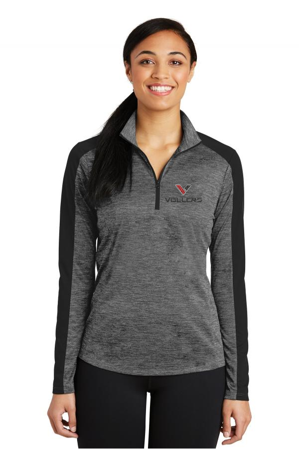 Sport-Tek Ladies PosiCharge Electric Heather Colorblock 1/4-Zip Pullover Embroidered
