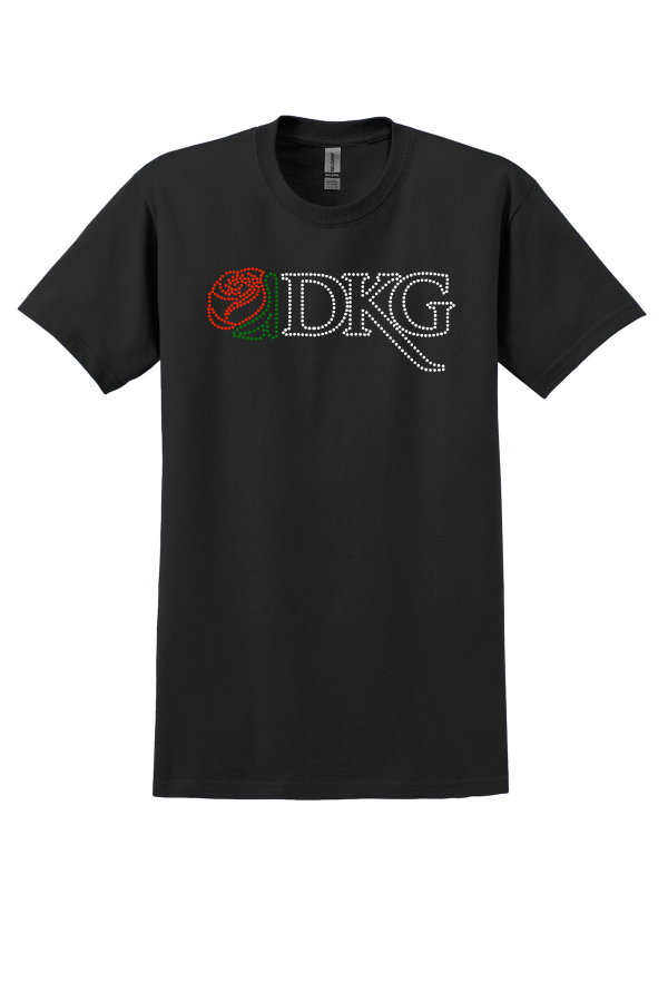 DKG Tshirt - rhinestone front, screenprint back