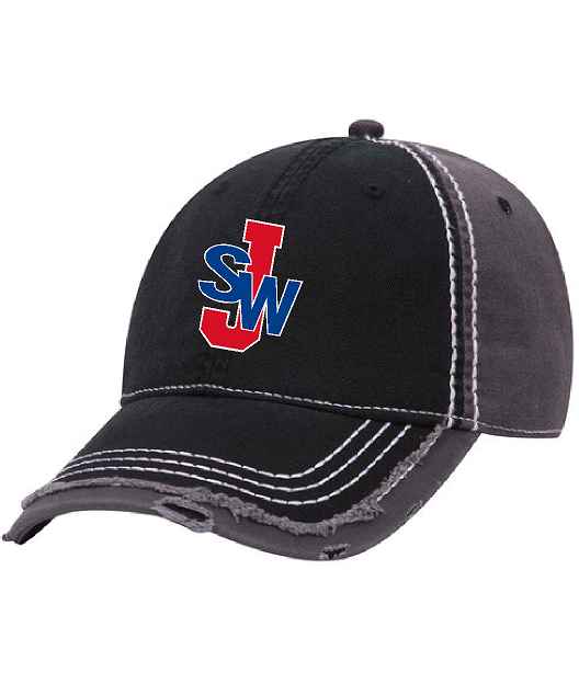 H002 149-1091 Embroidered Vintage Washed Cotton Twill Distressed Binding Trim Visor w/ Heavy Stitching