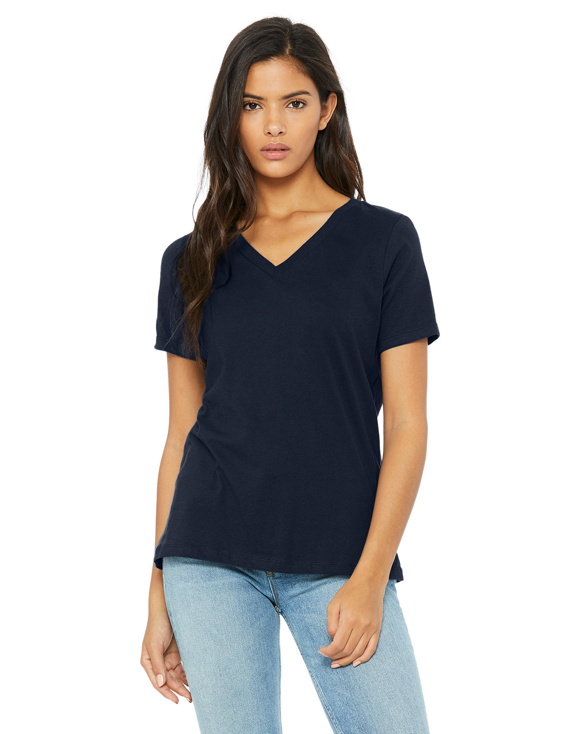 A007 6405 Bella Ladies  Relaxed Jersey V-Neck T-Shirt