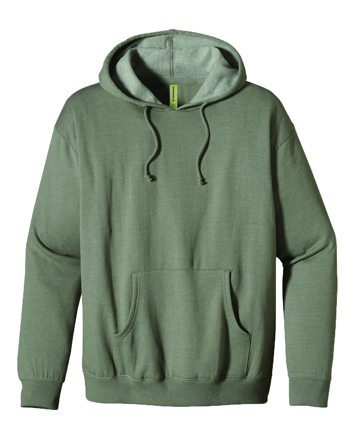 A012 EC5570 Adult Organic/Recycled Heathered Fleece Pullover Hooded Sweatshirt