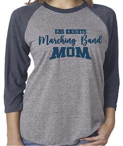 D004 6051 GLITTER Marching Band Mom 3/4 Sleeve Tee