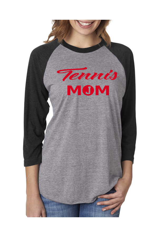 C001 6051 GLITTER Mom Lettering Triblend 3/4-Sleeve Raglan