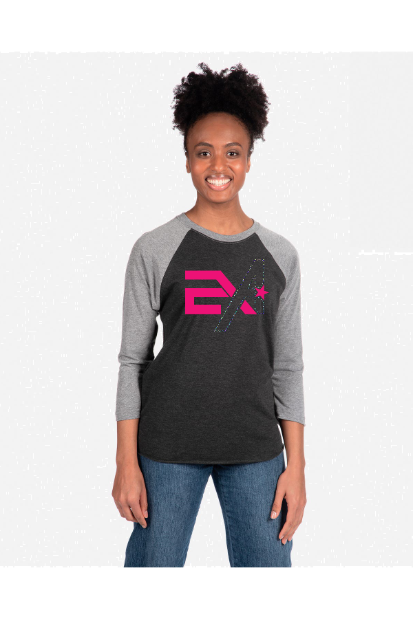 A011 6051 Holographic Logo Unisex Softstyle Triblend 3/4-Sleeve Raglan
