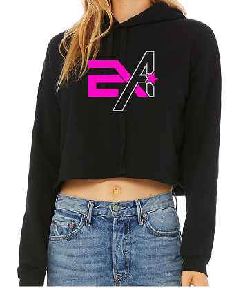 A012  B7502 Holographic Logo Prime Bella + Canvas Ladies' Cropped Fleece Hoodie