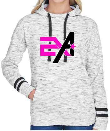 A010C JA8674  Holographic Logo J America Ladies' Melange Scuba Neck Sweatshirt