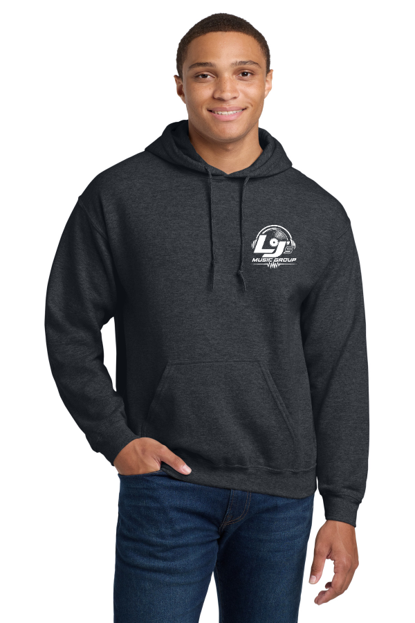 18500 Heavy Blend Hooded Sweatshirt - White Logo Front & Back