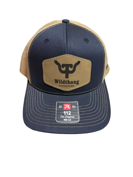 Richardson Trucker Cap 112- Navy/Khaki - Wildthang Lasered Patch and side embroidery