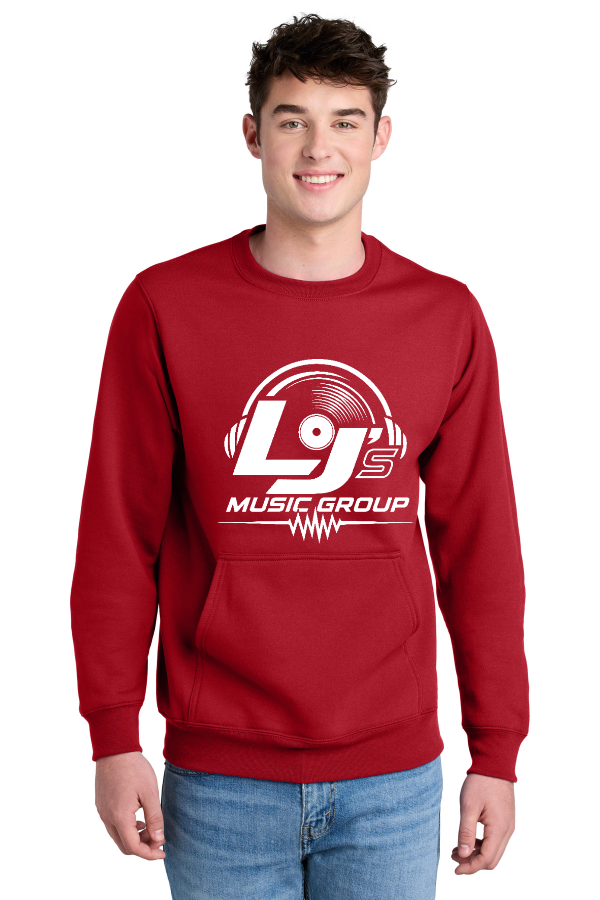 PC78PKT Port & Co Core Fleece Crewneck Pocket Sweatshirt   - Front White Logo