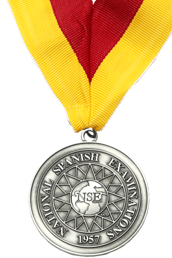 NATIONAL SPANISH EXAM 2" MEDAL, SILVER