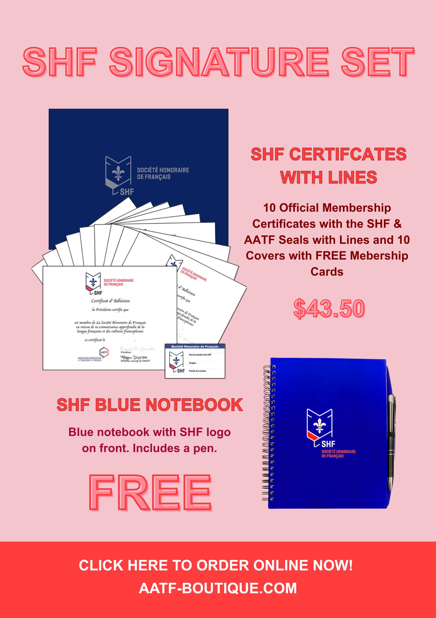 SPECIAL 2  SHF Certificates with Lines and FREE Notebook