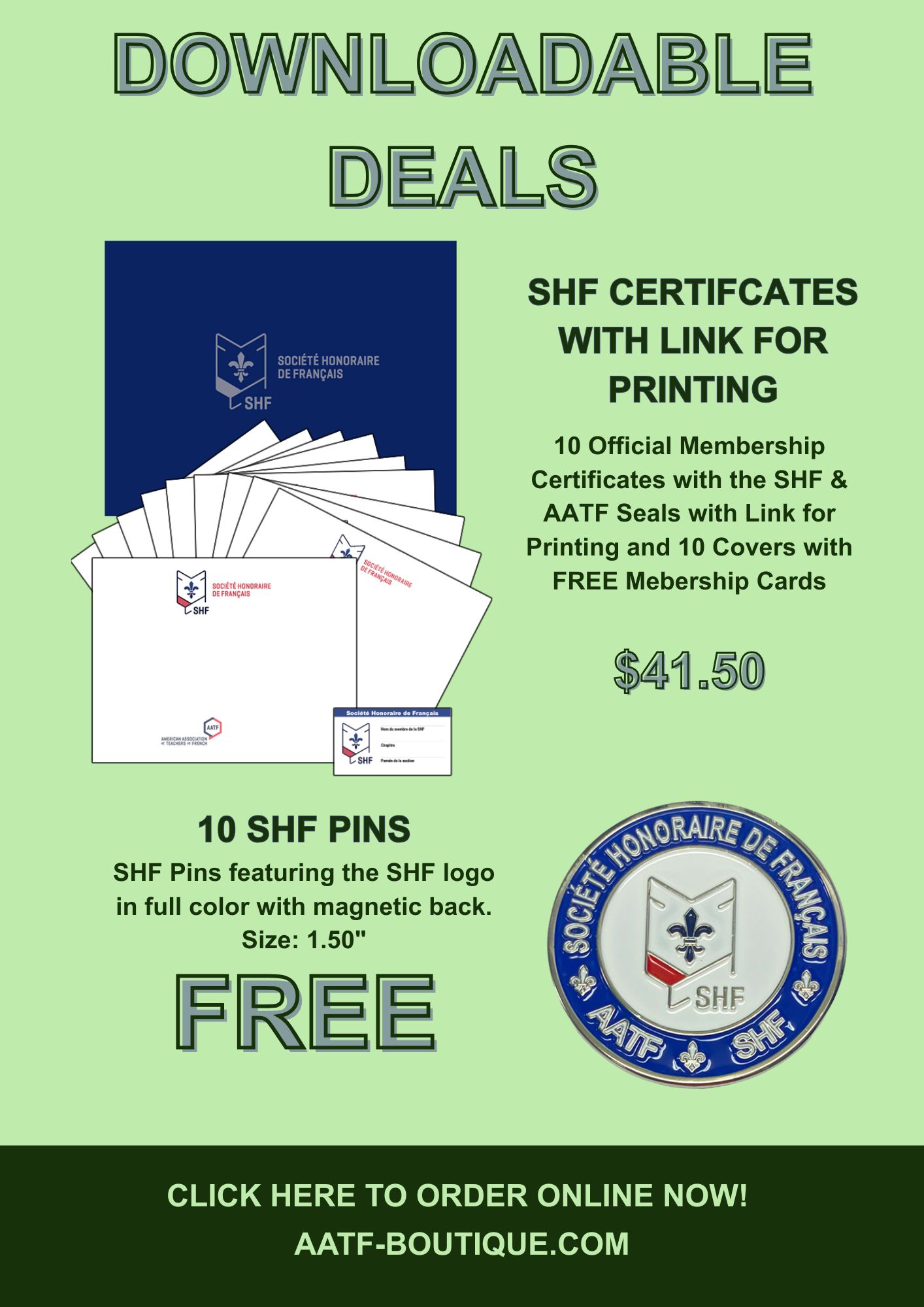 SPECIAL 4: SHF Certificates with Link for Printing and FREE SHH Pins