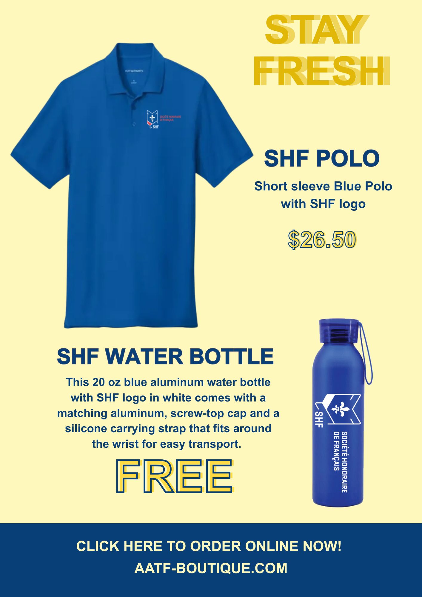 SPECIAL 4: SHF BLUE POLO WITH FREE WATER BOTTLE
