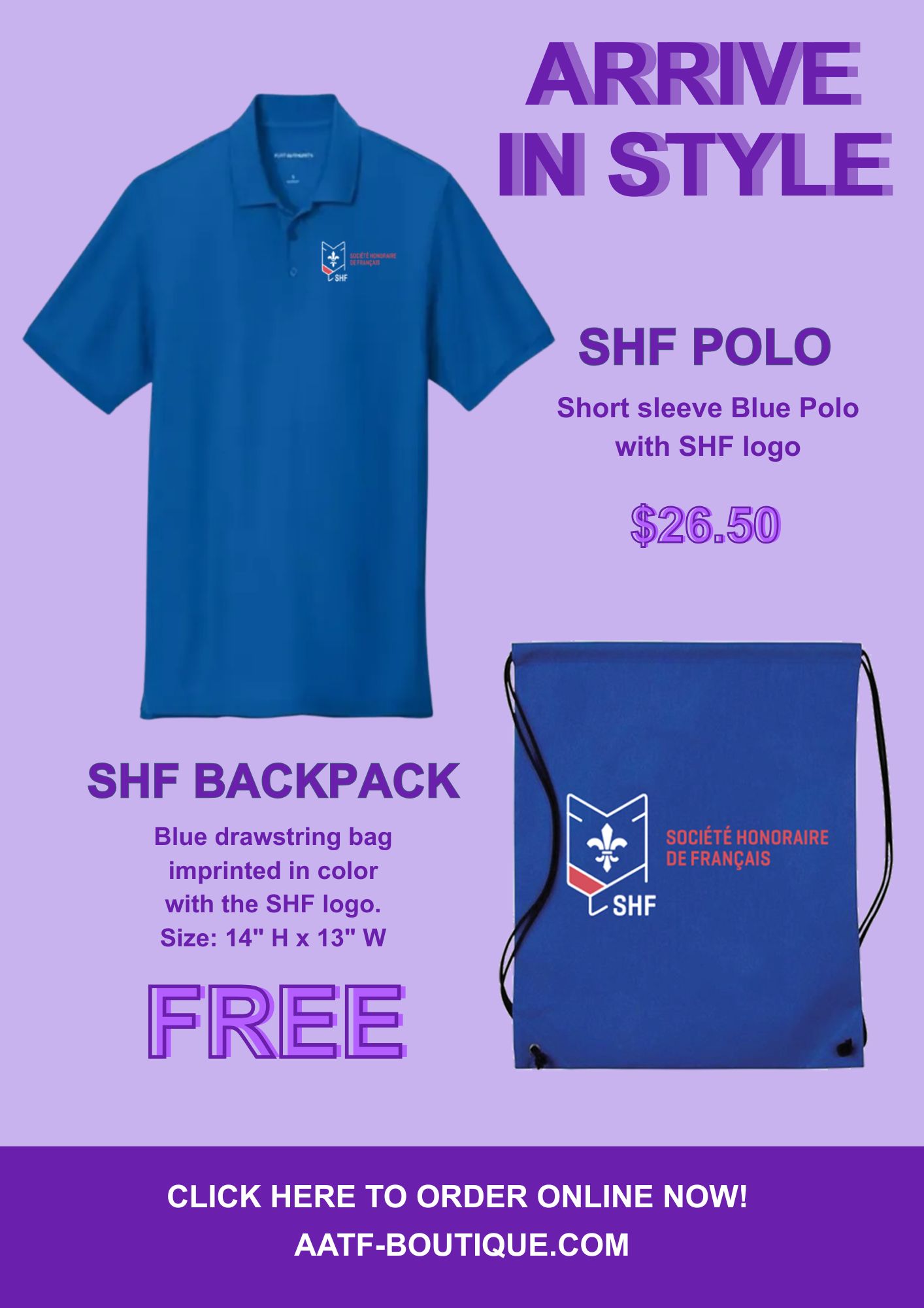SPECIAL 5: SHF BLUE POLO WITH FREE BOOKBAG