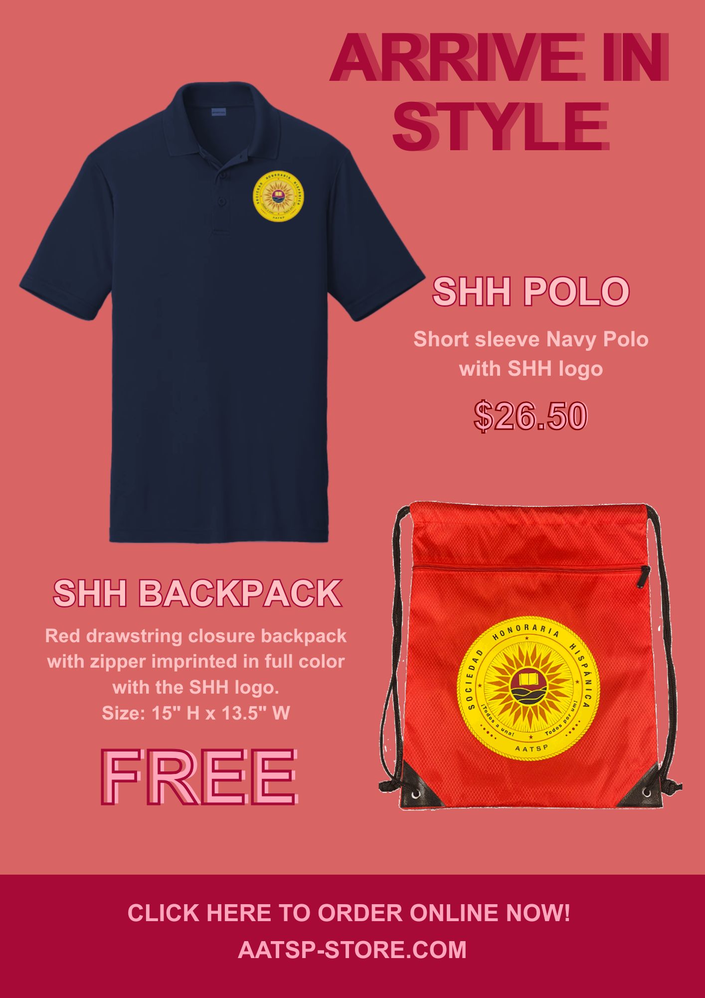 SHH NAVY POLO WITH FREE BACKPACK