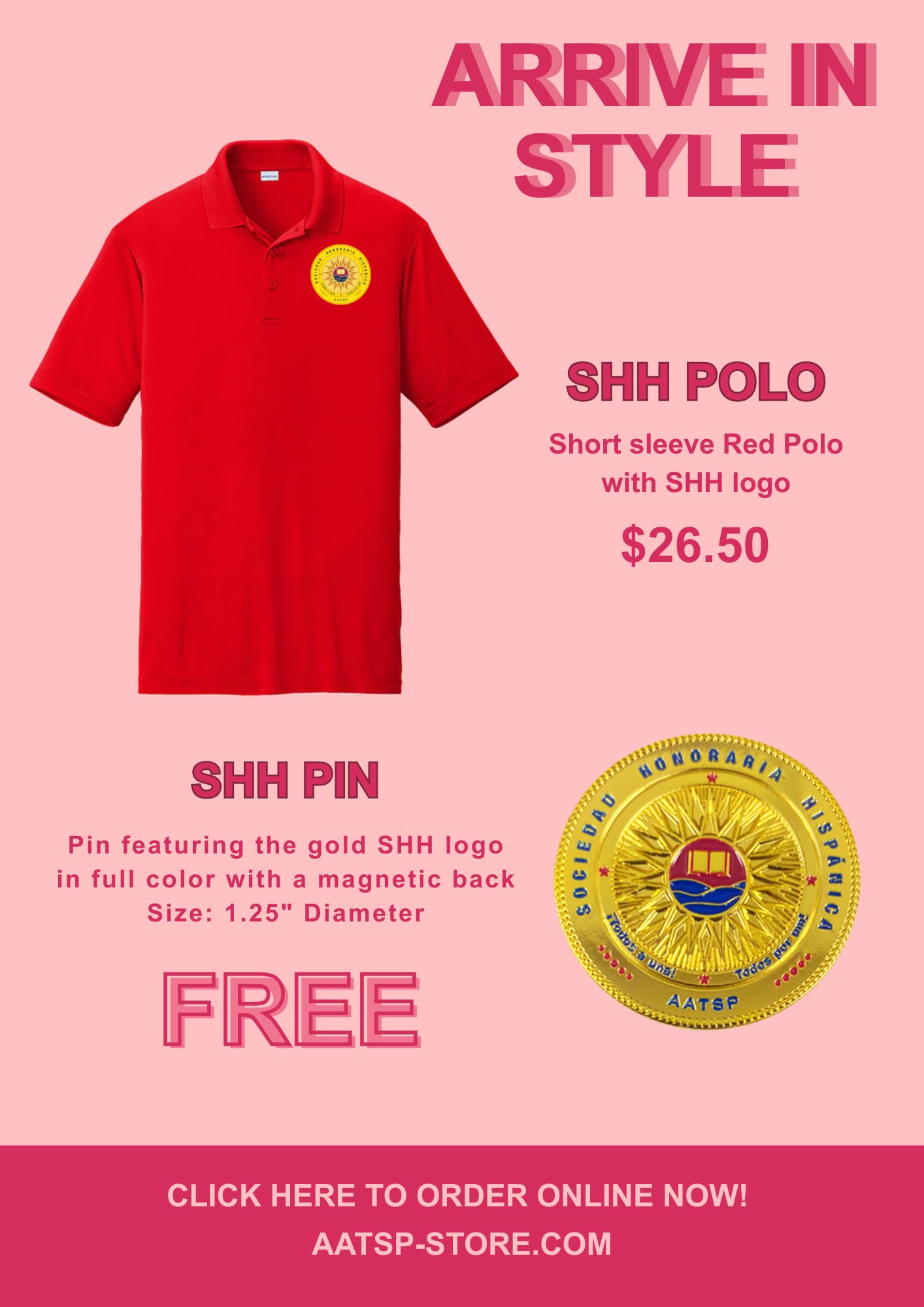 SHH RED POLO WITH FREE PIN
