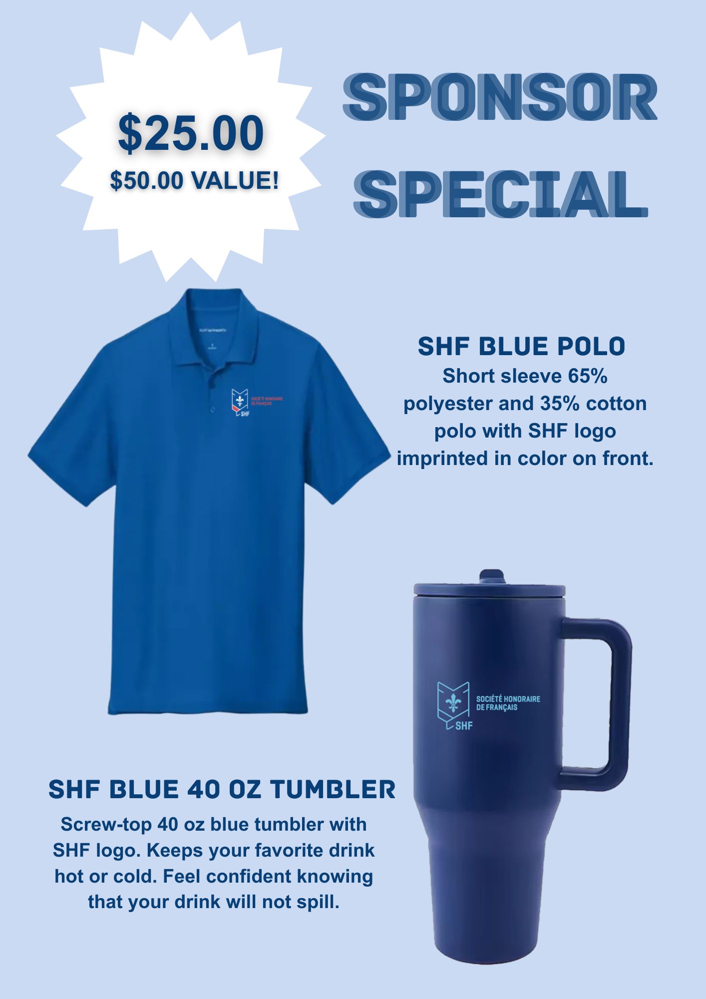 Special 1 : SHF BLUE POLO WITH SHF BLUE TUMBLER