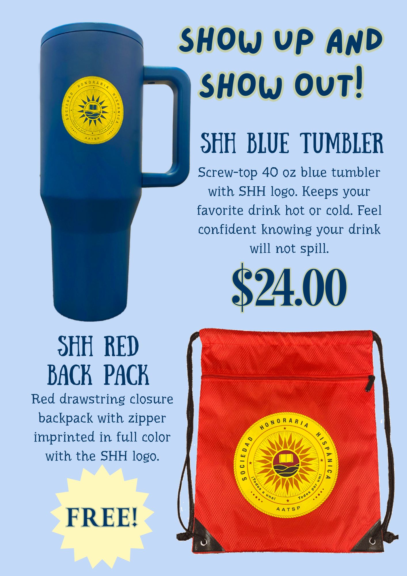 Special 2 : SHH BLUE TUMBLER AND SHH RED BACKPACK