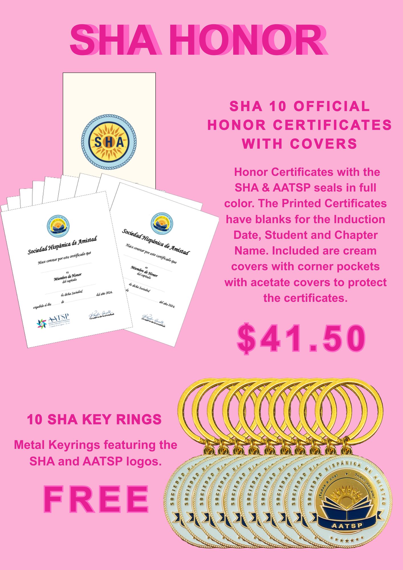 SHA HONOR CERTIFICATES AND SHA KEY RINGS
