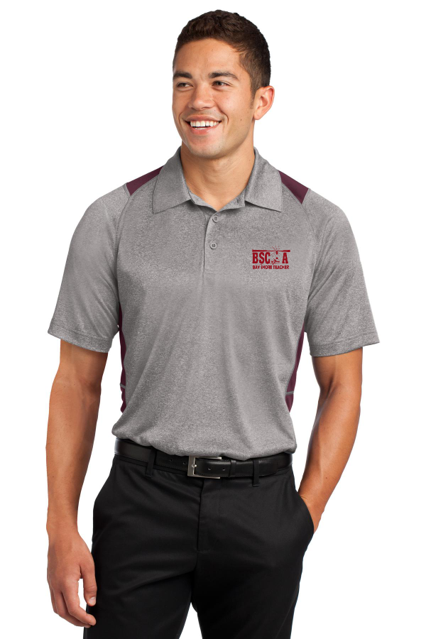 Heather Colorblock Contender Polo (ST665) EMB