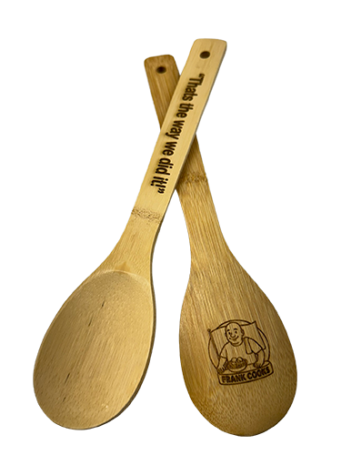 Pair of Engraved Bamboo Spoon Set