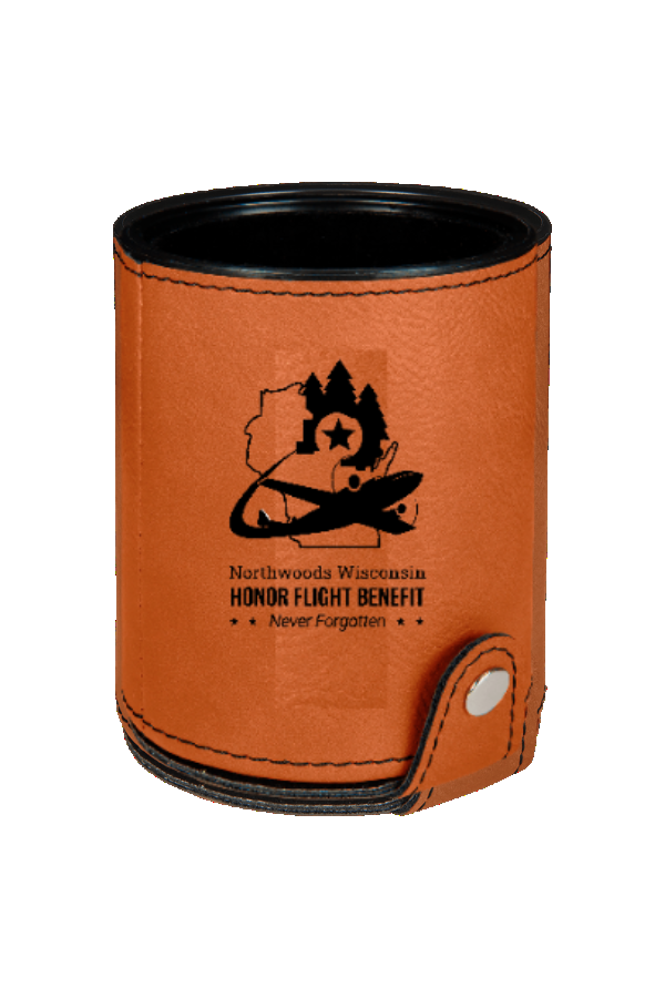 Rawhide Leatherette Dice Cup Set with engraved logo