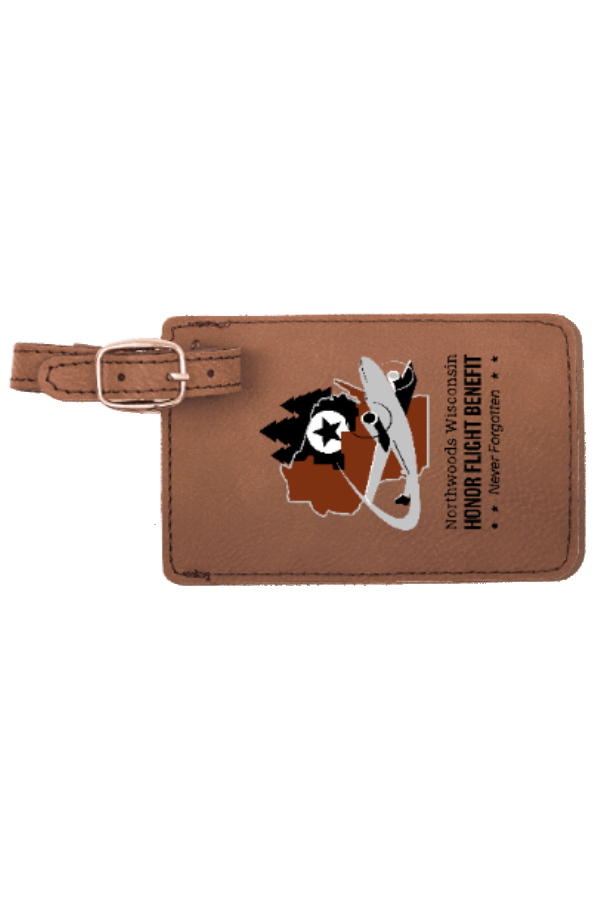 Dark Brown Leatherette Luggage Tag with engraved logo