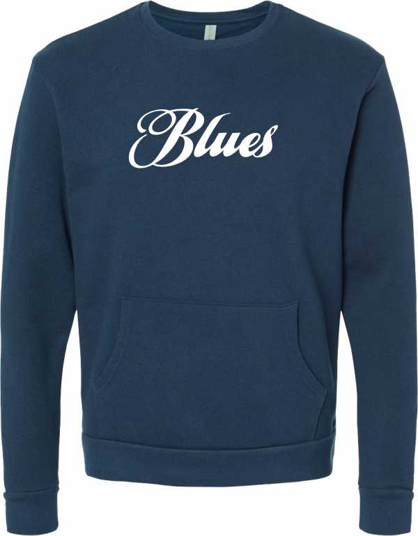 Ladies Crewneck Sweatshirt 9001 Blues Cursive Logo