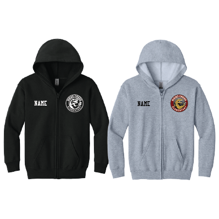YOUTH Zip Up Sweatshirt 18600B w/ School Logo