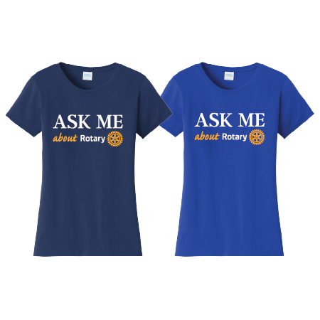 Ladies Port & Co Fan Favorite Tee (LADIES FASHION FIT) w/ Ask Me About Rotary Logo