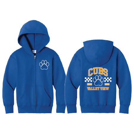Youth PC78YZH Zip Up Hoodie w/ School Logo