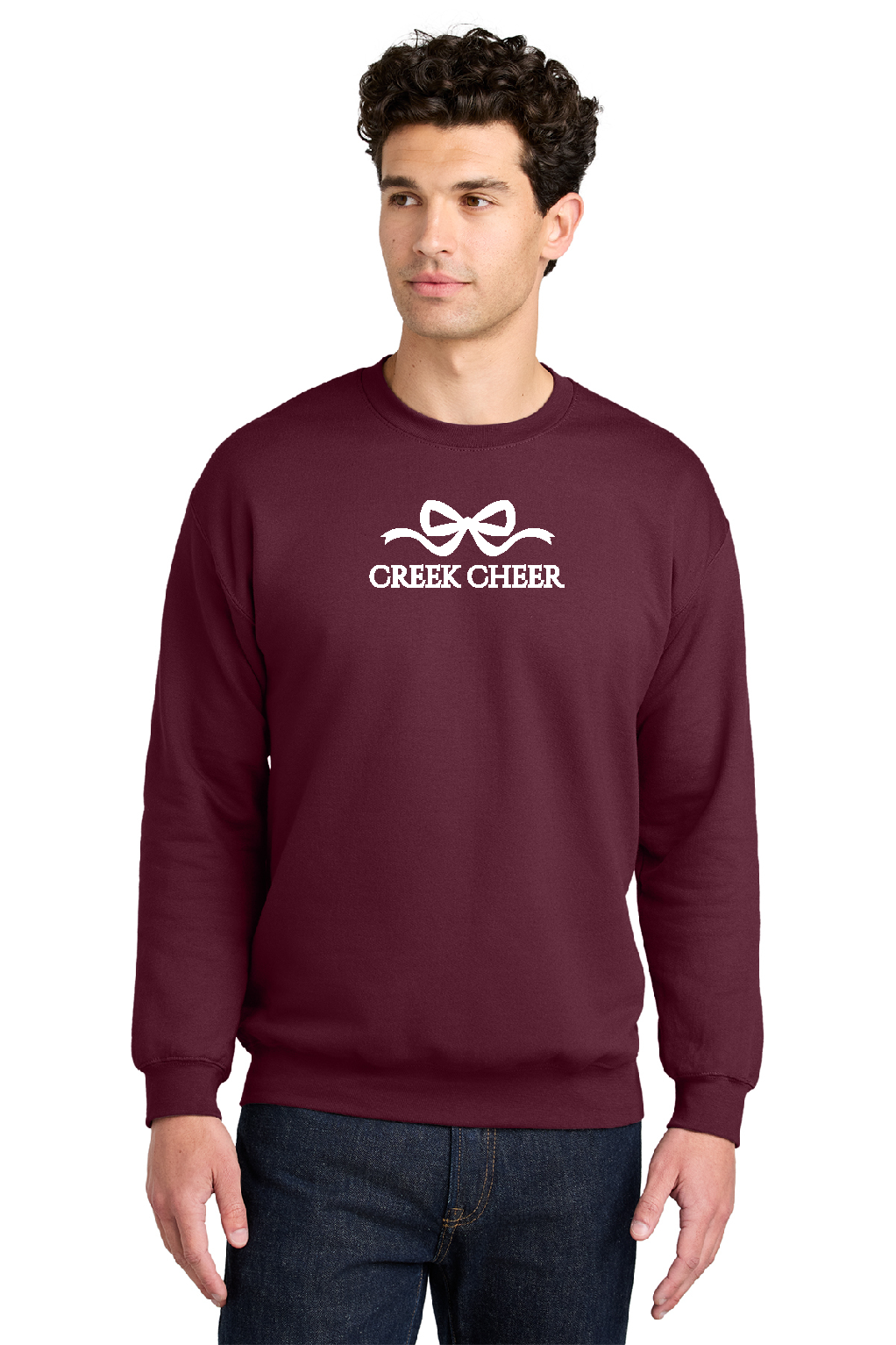 Softstyle Crewneck Sweatshirt SF000 With Embroidered Creek Cheer With Bow