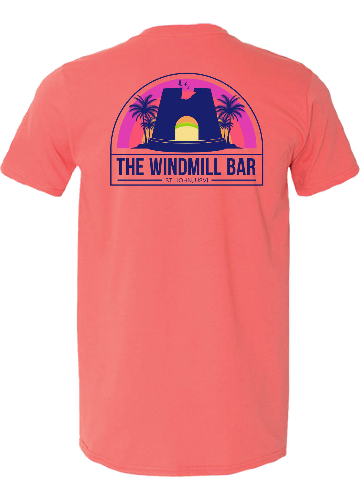 NEW! Windmill Bar Sunset Logo Tee - Coral