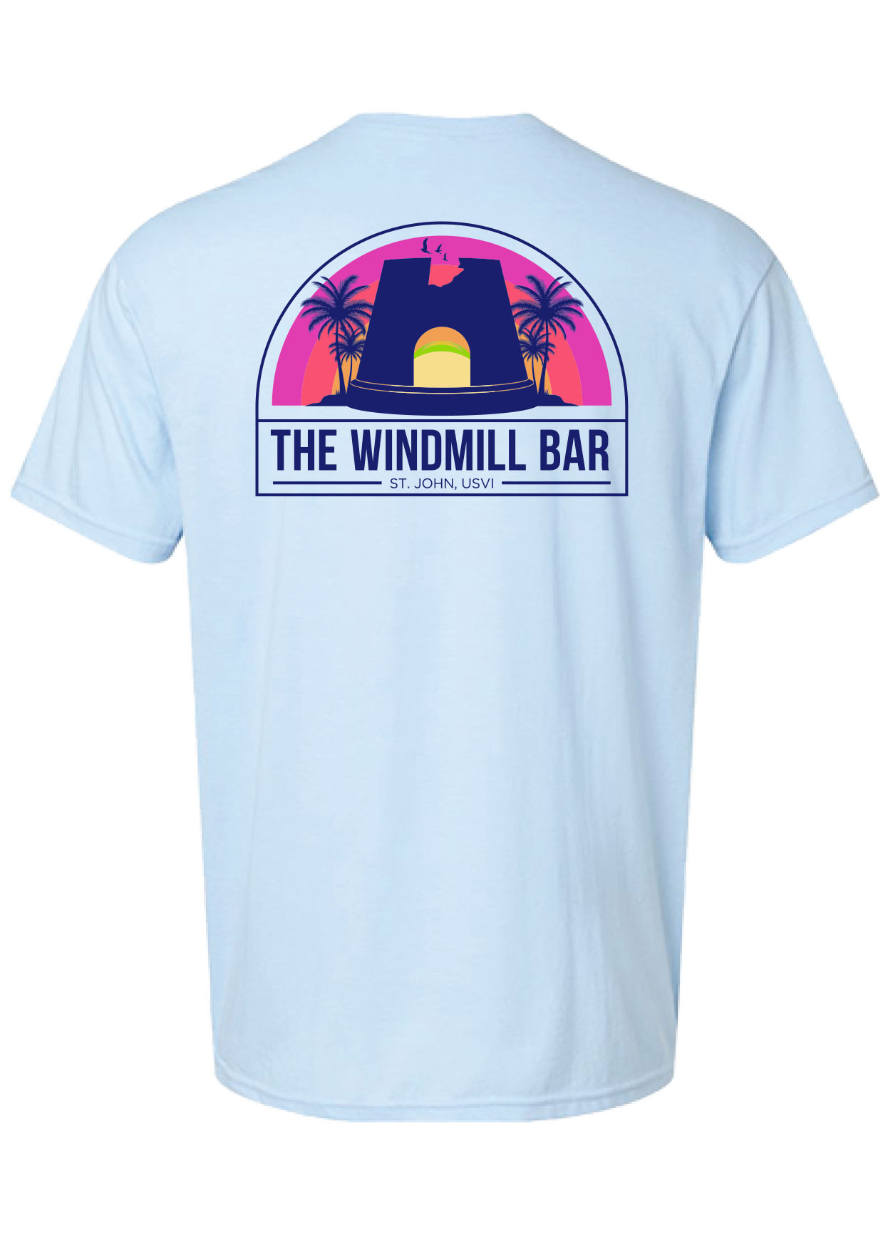 NEW! Windmill Bar Sunset Logo Tee - Blue