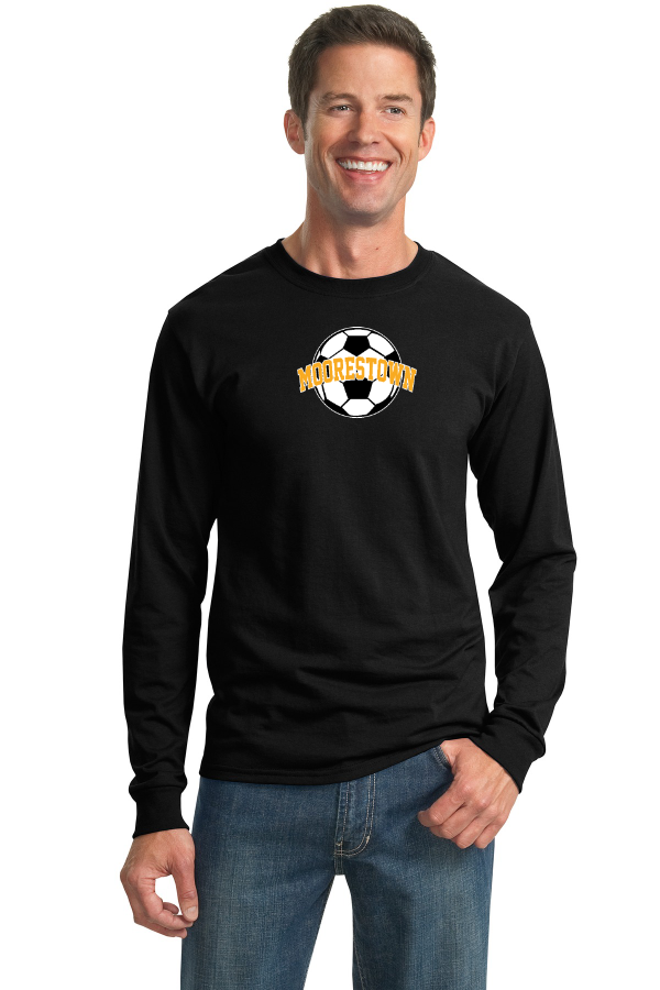 Printed Adult Unisex  DRI-POWER ACTIVE Long-Sleeve T-Shirt  with Soccer  logo on frton