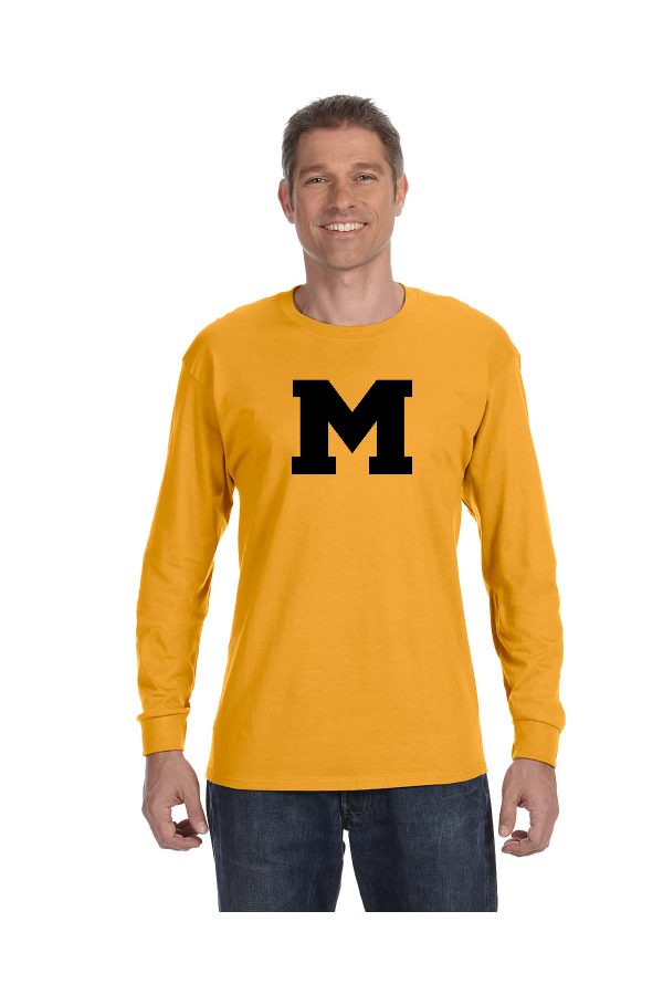 Printed Adult Unisex Dri-Power 50/50 Cotton/Poly Long Sleeve T-Shirt with Moorestown M Logo