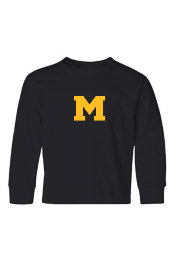 Printed Unisex Youth Dri-Power  Long Sleeve with printed Moorestown M on front