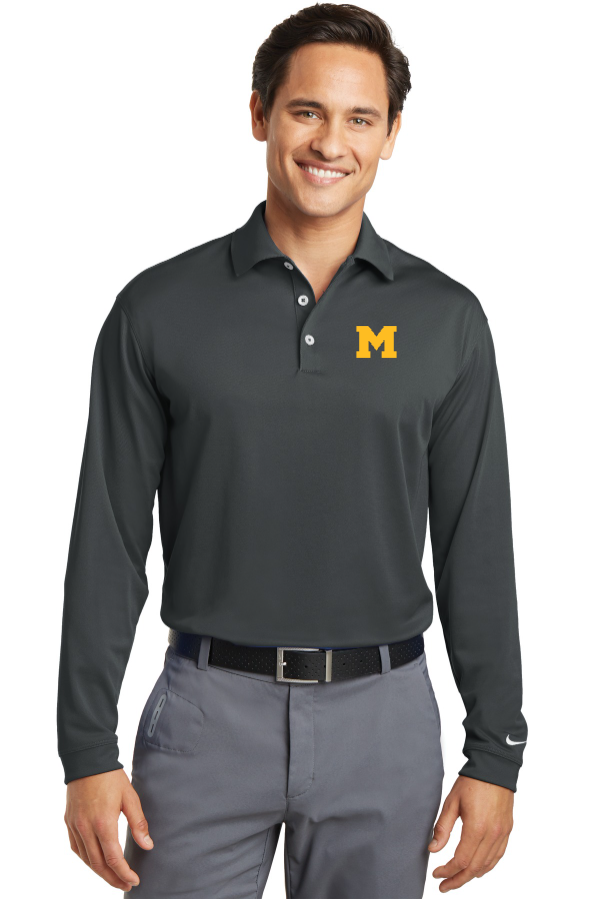 Embroidered Men's Nike Long Sleeve Dri-FIT Stretch Tech Polo with Moorestown M