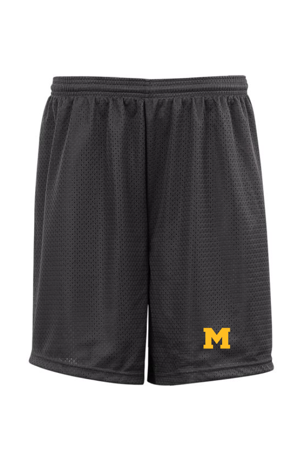 Embroidered Youth Unisex Mesh Tricot Short with Moorestown M on thigh