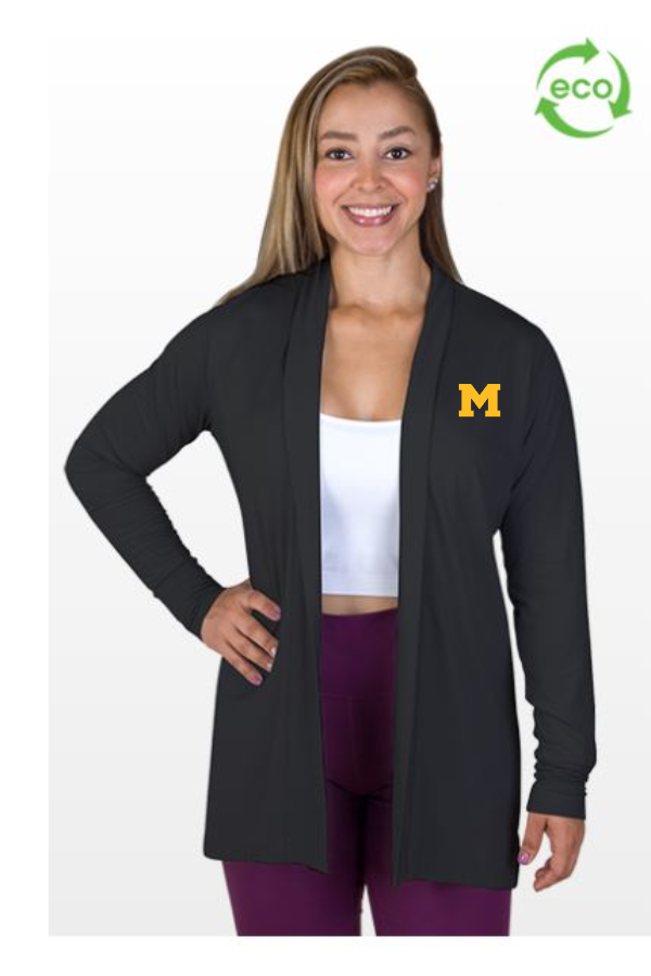Embroidered Vansport Women's Grace Flow Cardigan with Moorestown M on left chest
