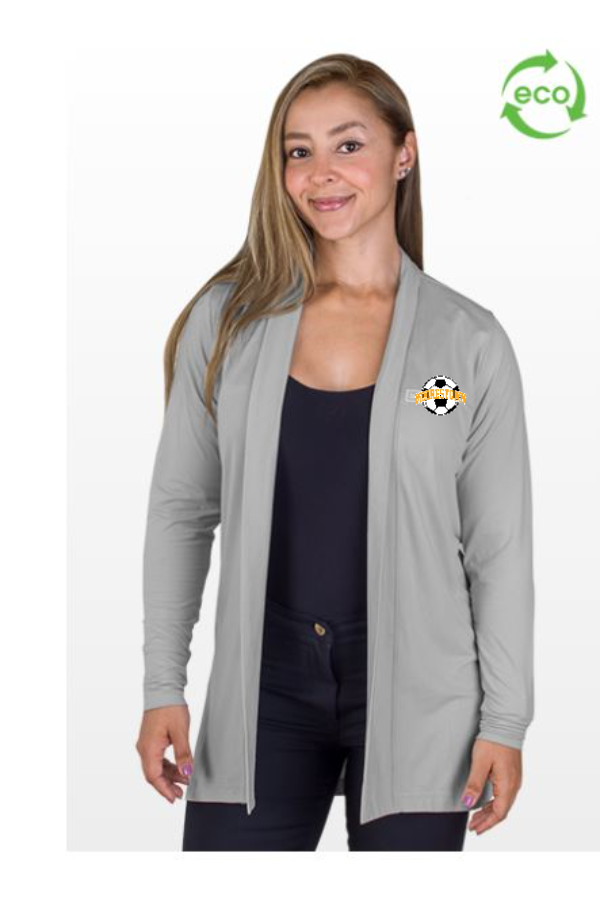 Embroidered Vansport Women's Grace Flow Cardigan with SOCCER LOGO on left chest