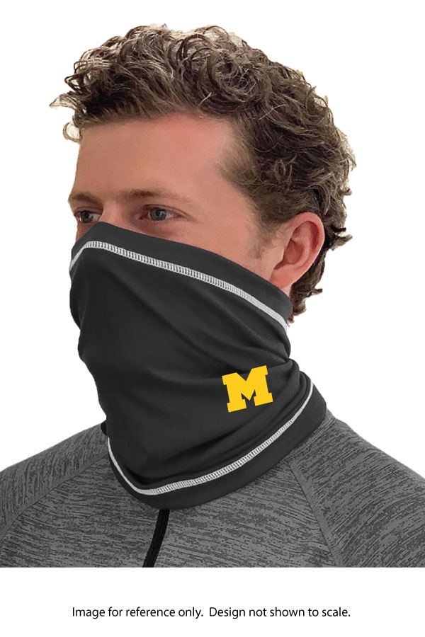 Printed Adult performance neck gaiter with Moorestown M on the side