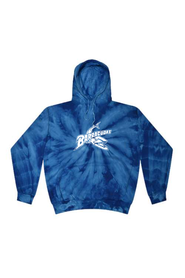 Printed Unisex Youth Tie Dyed Hooded Sweatshirt with Barracuda logo on front