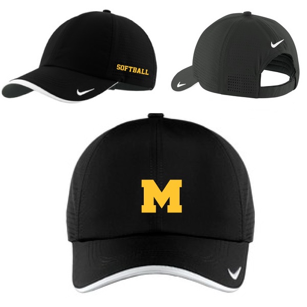 Embroidered Nike Dri-FIT Swoosh Perforated Cap with Moorestown M on the front and SOFTBALL on the side