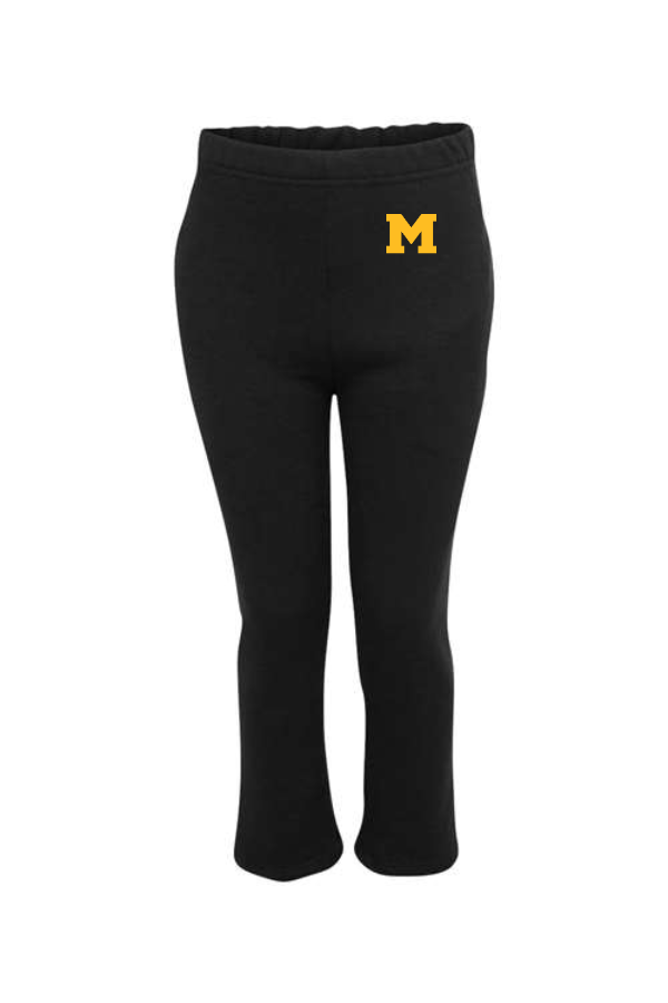 Embroidered Youth Unisex Nublend Open Bottom Sweatpants with Moorestown M logo on left thigh