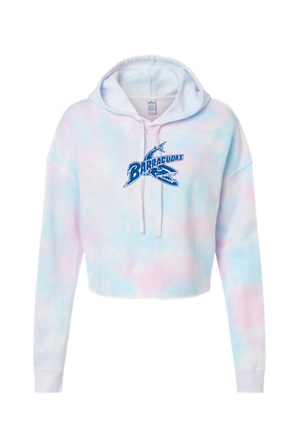 Printed Ladies Lightweight Cropped Hooded Sweatshirt with Barracuda on the Front